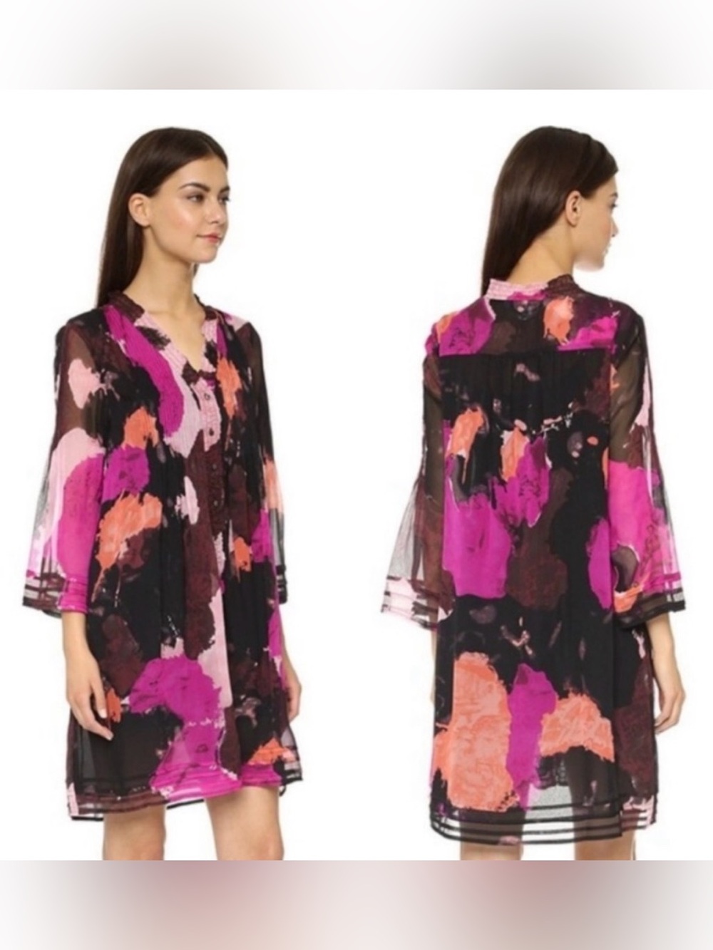 Diane Von Furstenburg DVF Layla Shift Shirt Dress Silk “Dancing Explosion” Sz 12